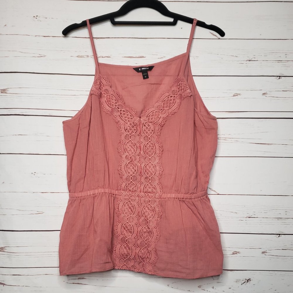 Express Lace Peplum Spaghetti Strap Top
